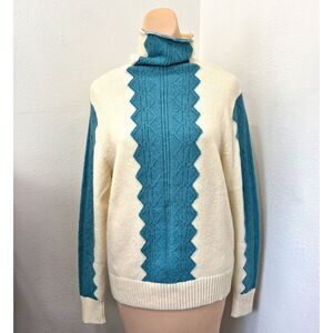 Womens Funnel Neck Sweater Size Small Long Sleeve Preppy Academia
